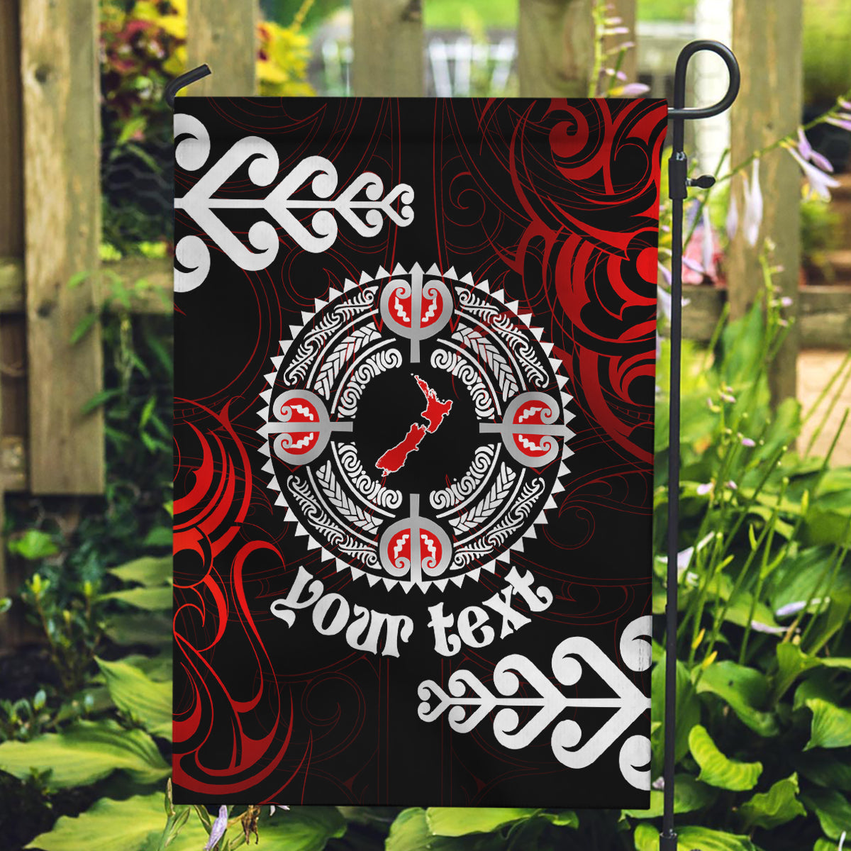 New Zealand Waitangi Day Personalised Garden Flag Aotearoa Te Ra O Waitangi With Maori Tattoo - Vibe Hoodie Shop