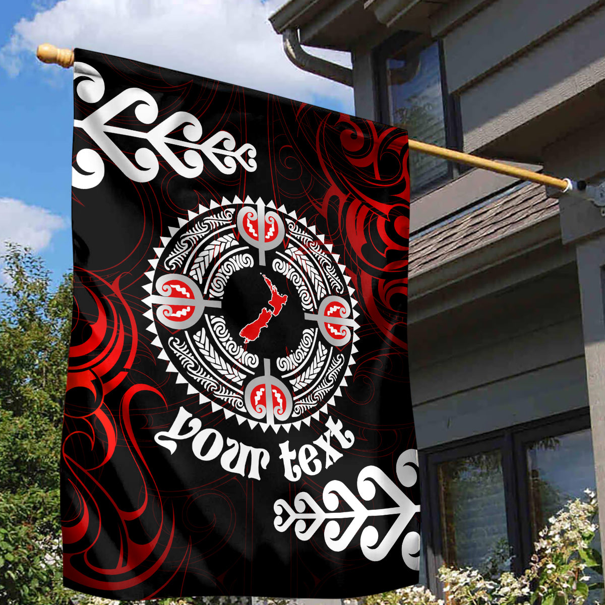 New Zealand Waitangi Day Personalised Garden Flag Aotearoa Te Ra O Waitangi With Maori Tattoo - Vibe Hoodie Shop