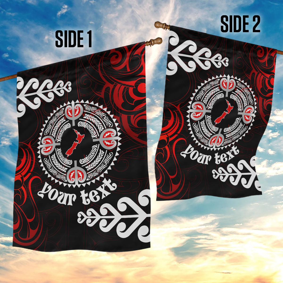 New Zealand Waitangi Day Personalised Garden Flag Aotearoa Te Ra O Waitangi With Maori Tattoo - Vibe Hoodie Shop