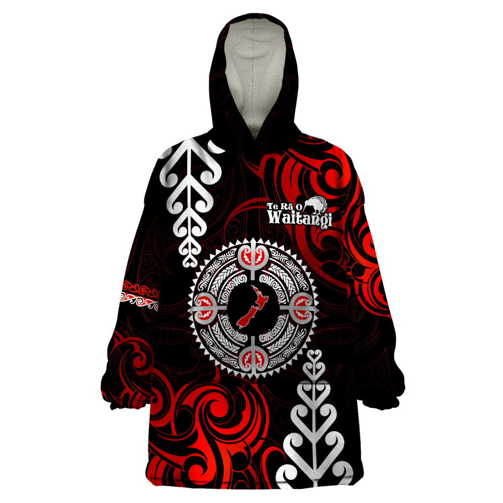 New Zealand Waitangi Day Personalised Wearable Blanket Hoodie Aotearoa Te Ra O Waitangi With Maori Tattoo - Vibe Hoodie Shop