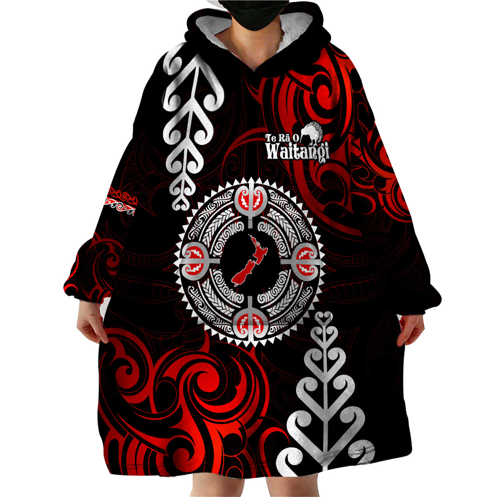 New Zealand Waitangi Day Personalised Wearable Blanket Hoodie Aotearoa Te Ra O Waitangi With Maori Tattoo - Vibe Hoodie Shop