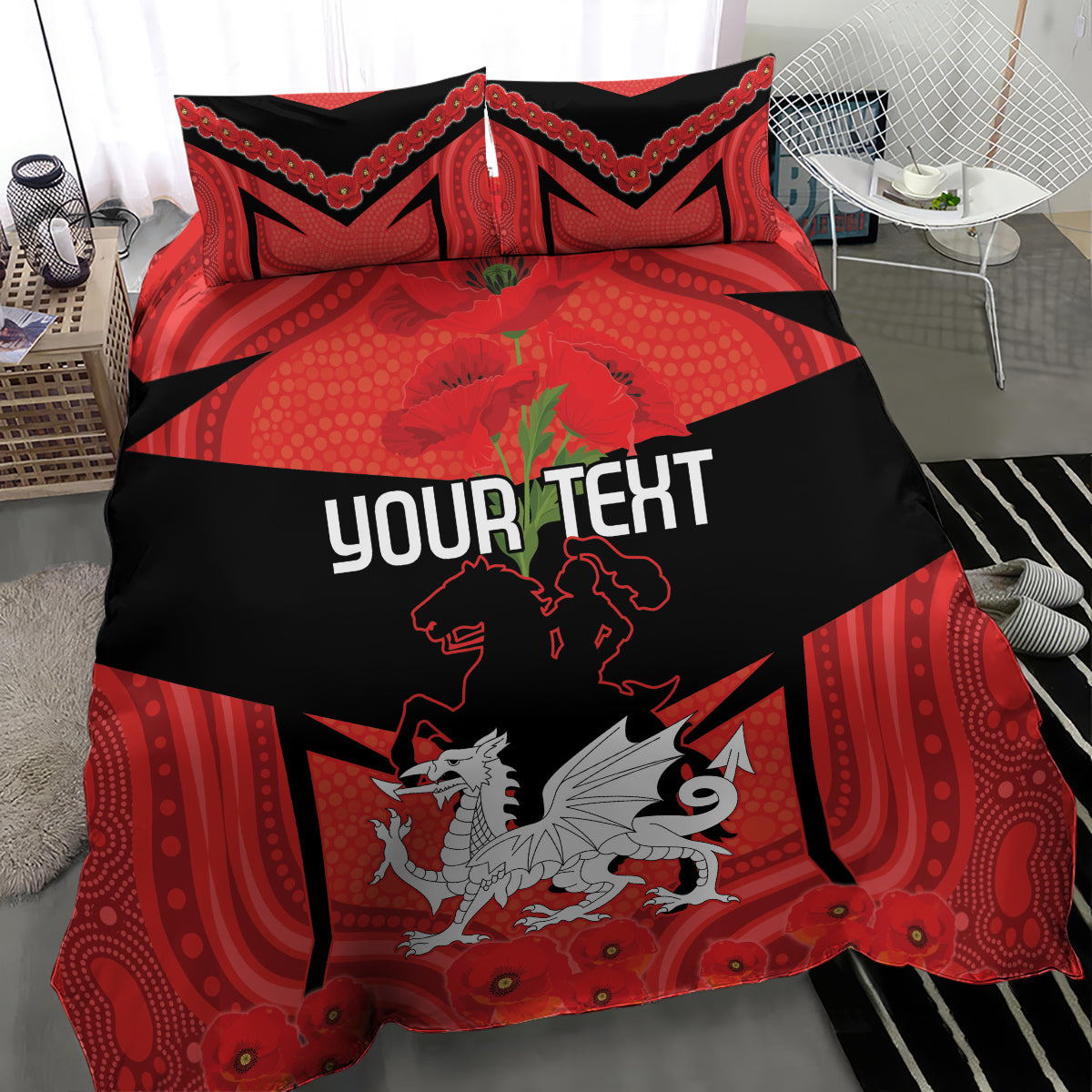 Custom Dragons Rugby ANZAC Bedding Set Gallipoli Soldier With Aboriginal Art - Vibe Hoodie Shop