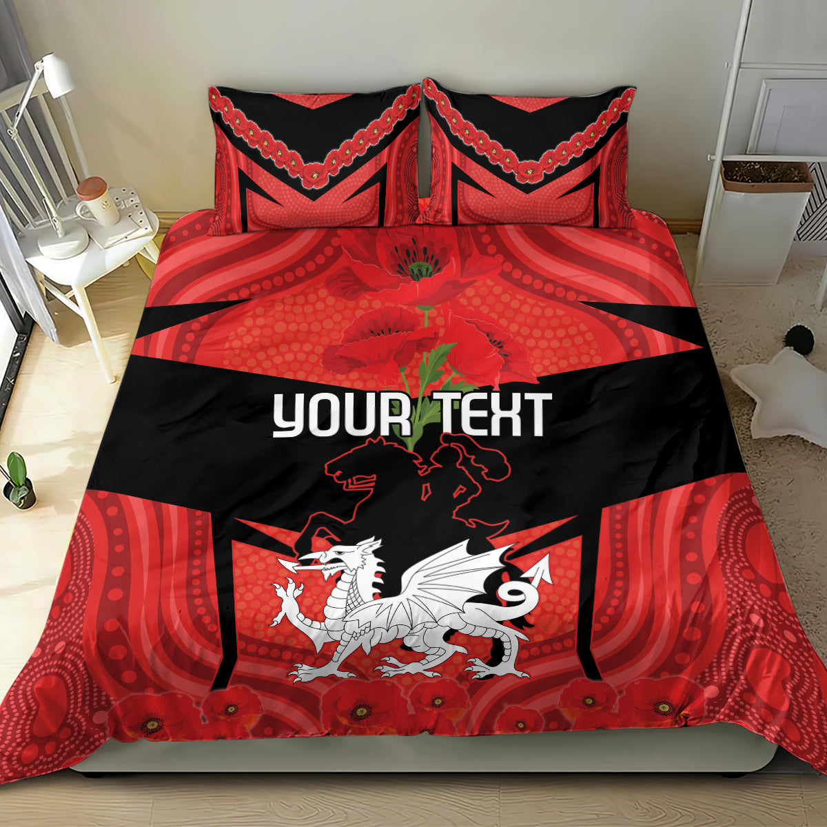 Custom Dragons Rugby ANZAC Bedding Set Gallipoli Soldier With Aboriginal Art - Vibe Hoodie Shop