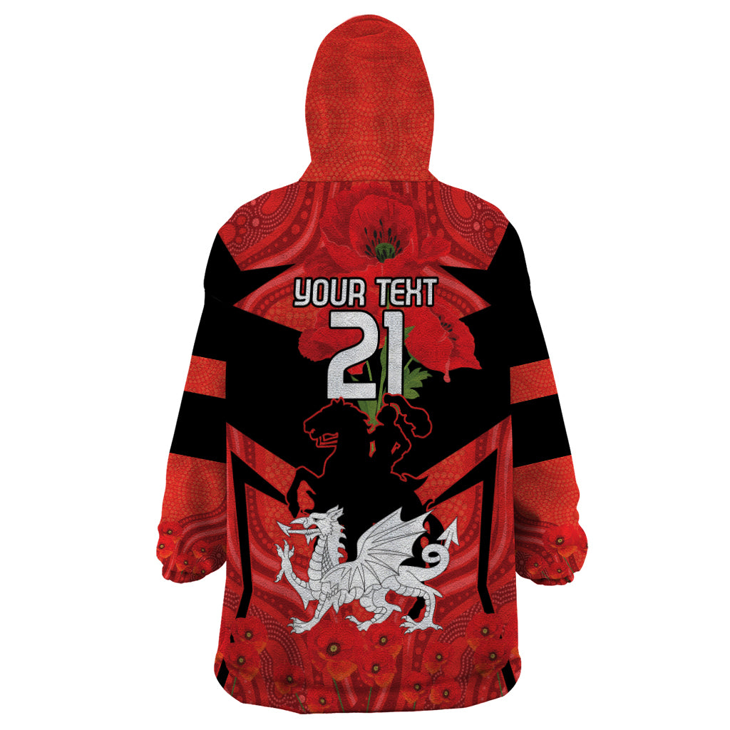 Custom Dragons Rugby ANZAC Wearable Blanket Hoodie Gallipoli Soldier With Aboriginal Art - Vibe Hoodie Shop