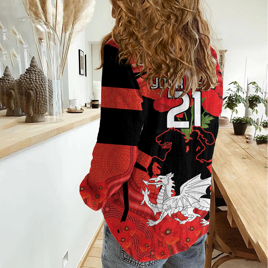 Custom Dragons Rugby ANZAC Women Casual Shirt Gallipoli Soldier With Aboriginal Art - Vibe Hoodie Shop