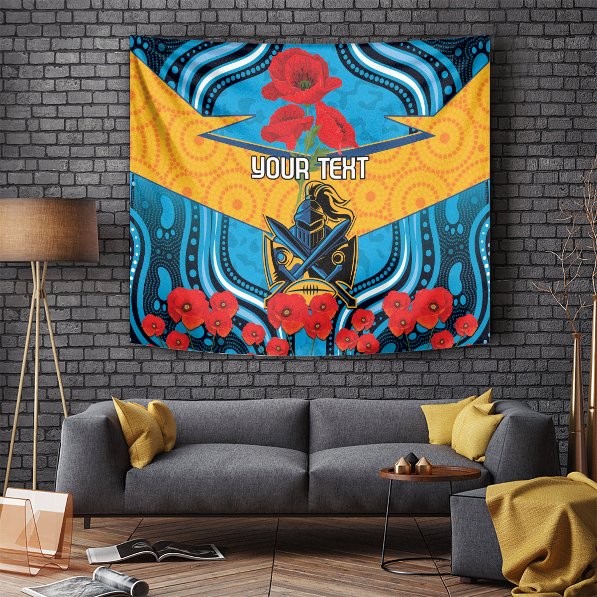 Custom GLD Titans Rugby ANZAC Tapestry Gallipoli Soldier With Aboriginal Art - Vibe Hoodie Shop