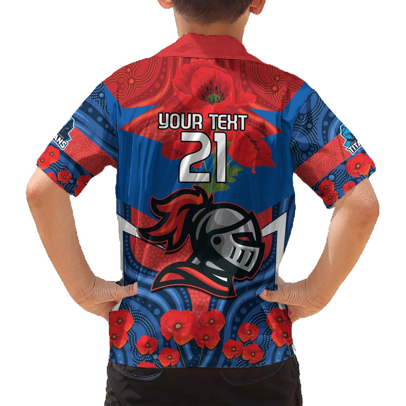 Custom Knights Rugby ANZAC Hawaiian Shirt Novocastrians Gallipoli Soldier With Aboriginal Art - Vibe Hoodie Shop