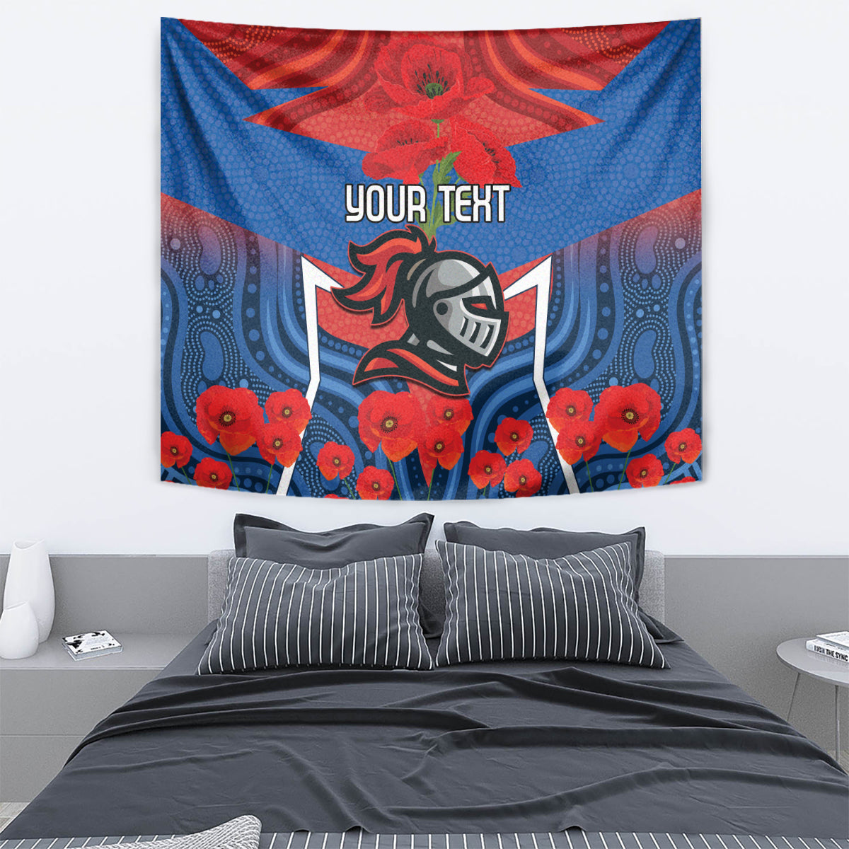 Custom Knights Rugby ANZAC Tapestry Novocastrians Gallipoli Soldier With Aboriginal Art - Vibe Hoodie Shop