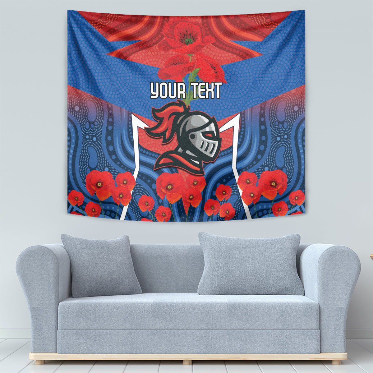 Custom Knights Rugby ANZAC Tapestry Novocastrians Gallipoli Soldier With Aboriginal Art - Vibe Hoodie Shop