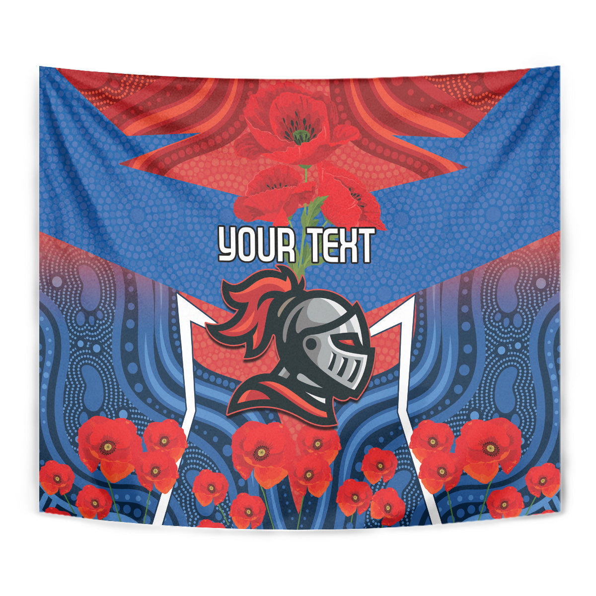 Custom Knights Rugby ANZAC Tapestry Novocastrians Gallipoli Soldier With Aboriginal Art - Vibe Hoodie Shop