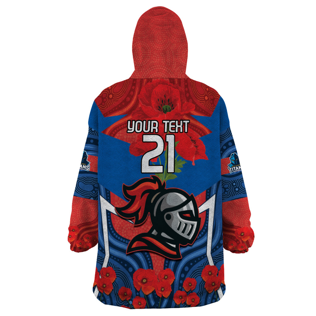 Custom Knights Rugby ANZAC Wearable Blanket Hoodie Novocastrians Gallipoli Soldier With Aboriginal Art - Vibe Hoodie Shop