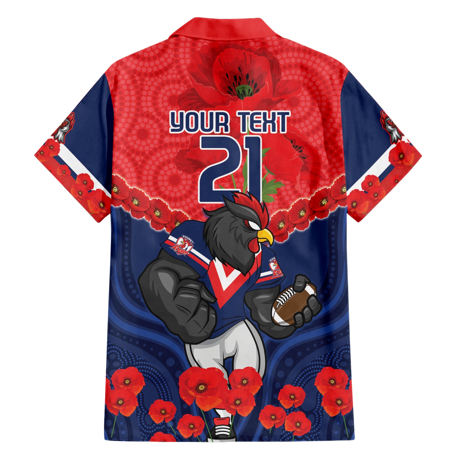 Custom Roosters Rugby ANZAC Hawaiian Shirt Sydney Gallipoli Soldier With Aboriginal Art - Vibe Hoodie Shop