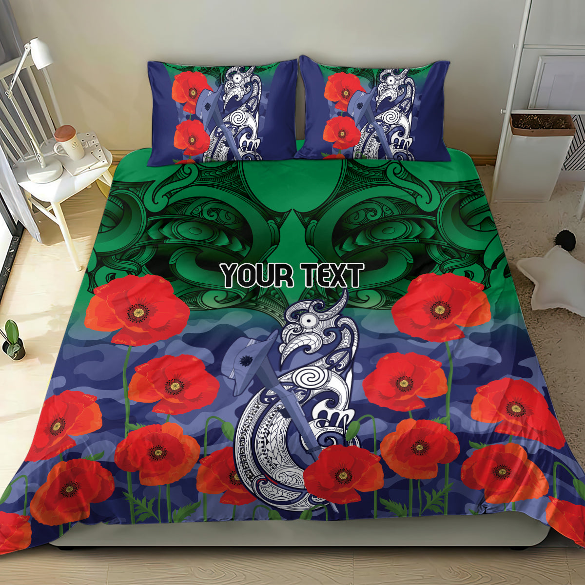 Custom Warriors Rugby ANZAC Bedding Set Gallipoli Soldier With Aboriginal Art - Vibe Hoodie Shop