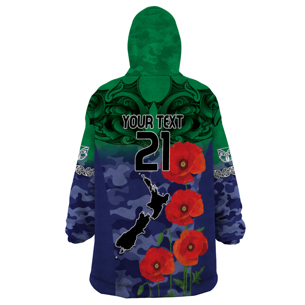 Custom Warriors Rugby ANZAC Wearable Blanket Hoodie Gallipoli Soldier With Aboriginal Art - Vibe Hoodie Shop