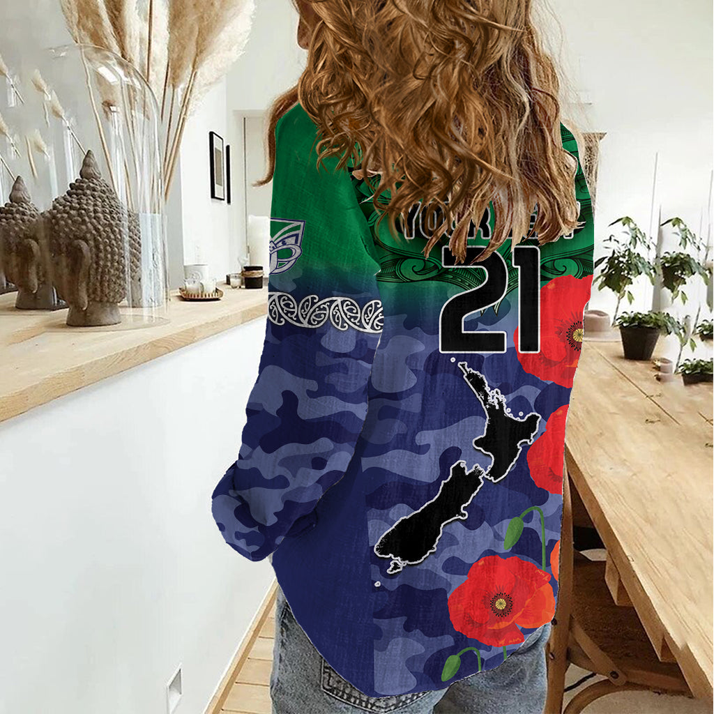 Custom Warriors Rugby ANZAC Women Casual Shirt Gallipoli Soldier With Aboriginal Art - Vibe Hoodie Shop