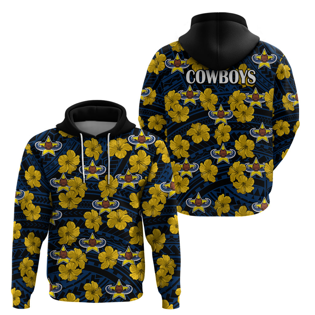 Cowboys Rugby Hoodie Polynesian Style With Hibiscus LT9 - Vibe Hoodie Shop
