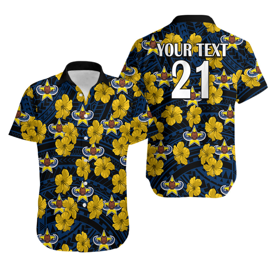 (Custom Text And Number) Cowboys Rugby Hawaiian Shirt Polynesian Style With Hibiscus - Vibe Hoodie Shop