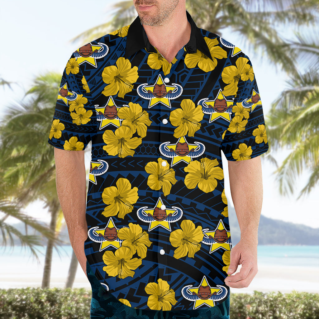 (Custom Text And Number) Cowboys Rugby Hawaiian Shirt Polynesian Style With Hibiscus - Vibe Hoodie Shop