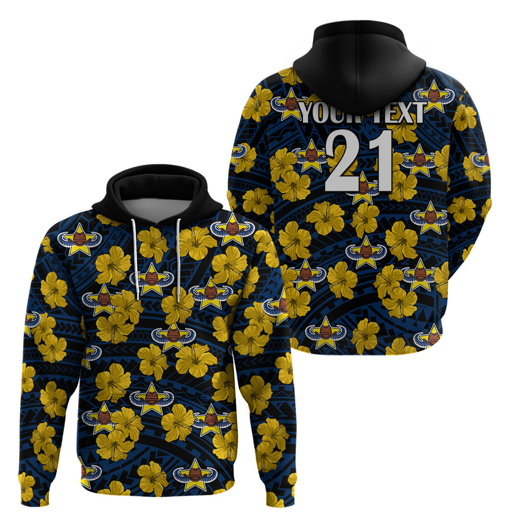 (Custom Text And Number) Cowboys Rugby Hoodie Polynesian Style With Hibiscus LT9 - Vibe Hoodie Shop