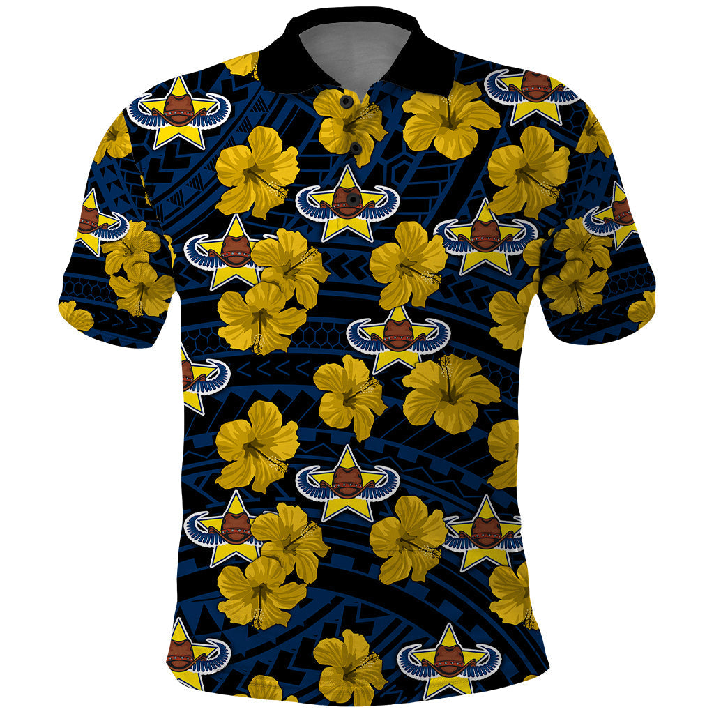 (Custom Text And Number) Cowboys Rugby Polo Shirt Polynesian Style With Hibiscus LT9 - Vibe Hoodie Shop