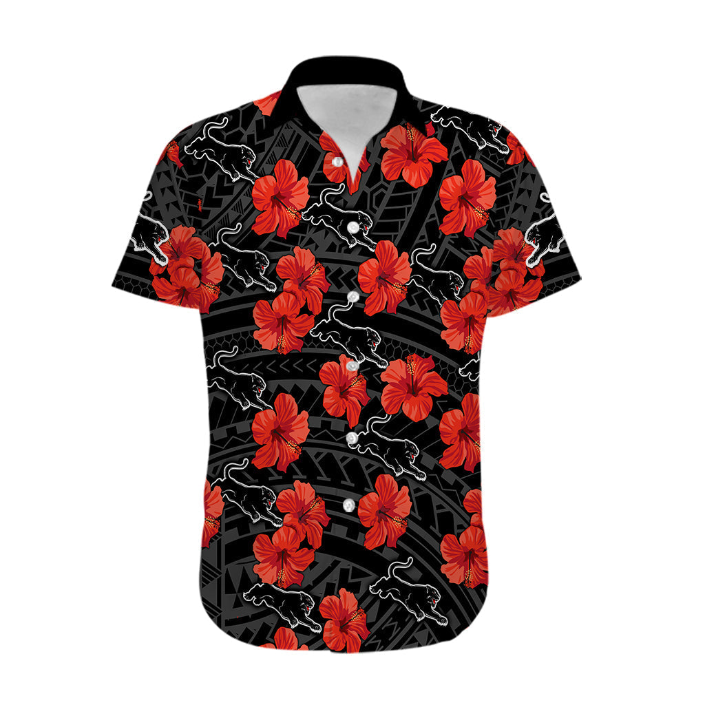 Panthers Rugby Hawaiian Shirt Polynesian Style With Hibiscus - Vibe Hoodie Shop