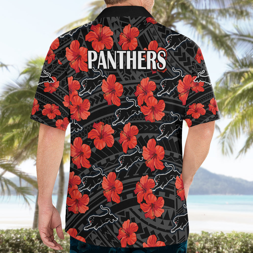 Panthers Rugby Hawaiian Shirt Polynesian Style With Hibiscus - Vibe Hoodie Shop