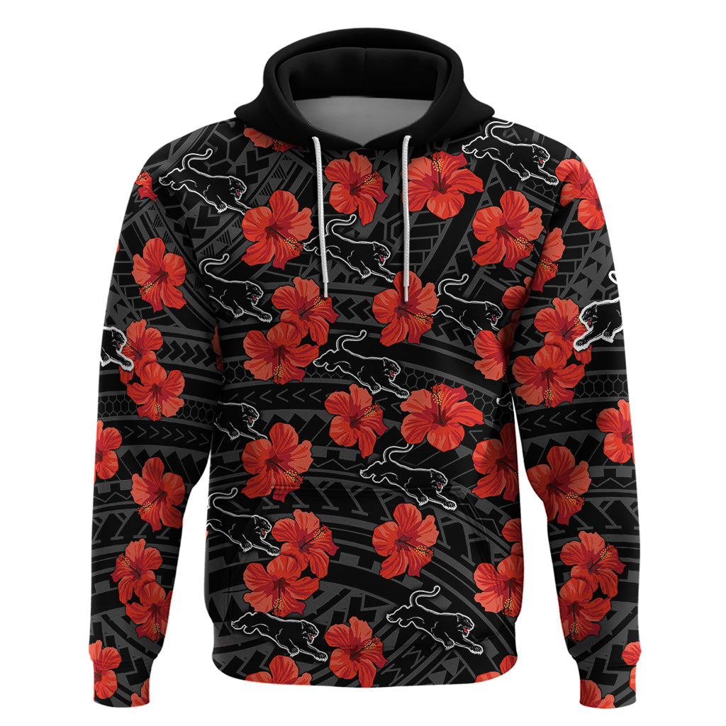 Panthers Rugby Hoodie Polynesian Style With Hibiscus LT9 - Vibe Hoodie Shop