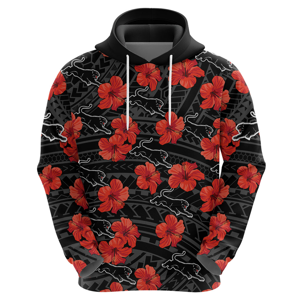 Panthers Rugby Hoodie Polynesian Style With Hibiscus LT9 - Vibe Hoodie Shop