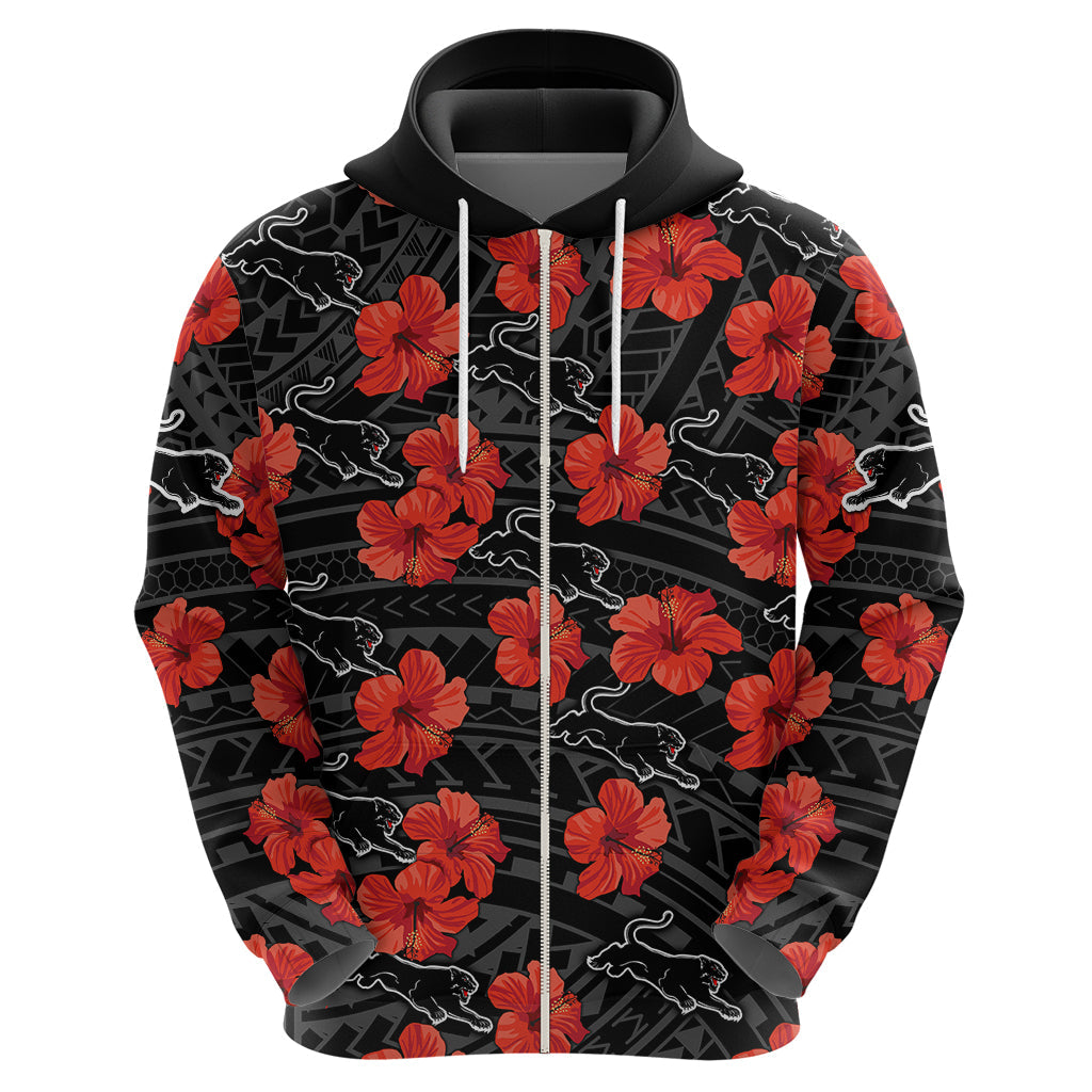Panthers Rugby Hoodie Polynesian Style With Hibiscus LT9 - Vibe Hoodie Shop