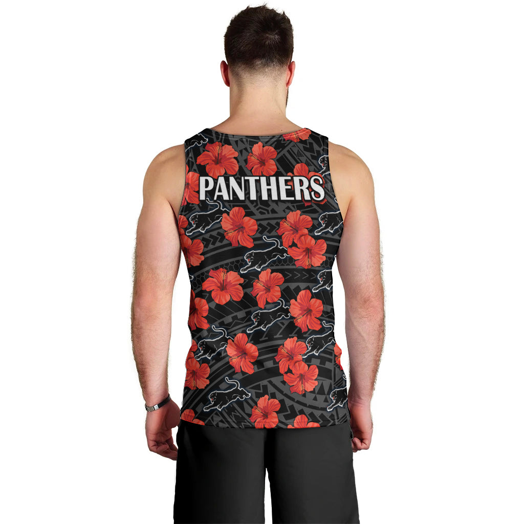 Panthers Rugby Men Tank Top Polynesian Style With Hibiscus - Vibe Hoodie Shop