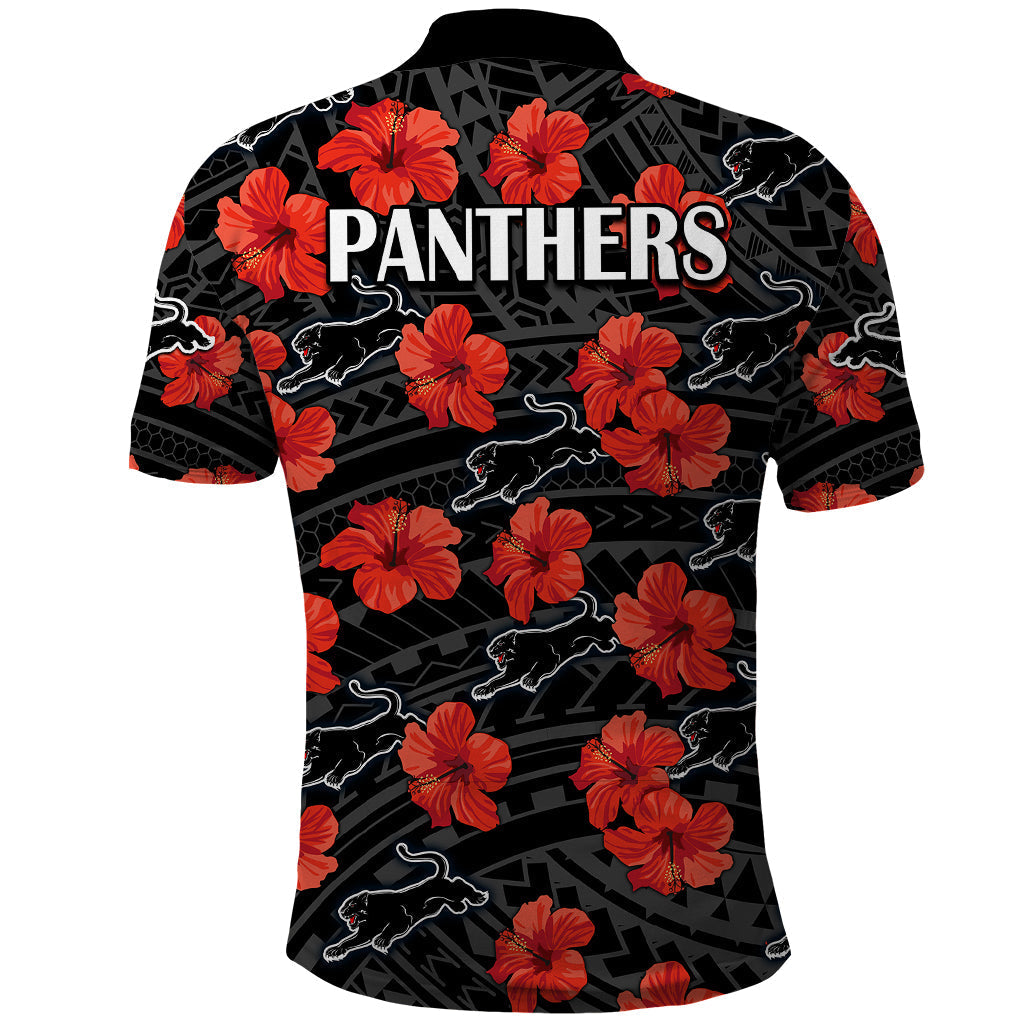 Panthers Rugby Polo Shirt Polynesian Style With Hibiscus LT9 - Vibe Hoodie Shop