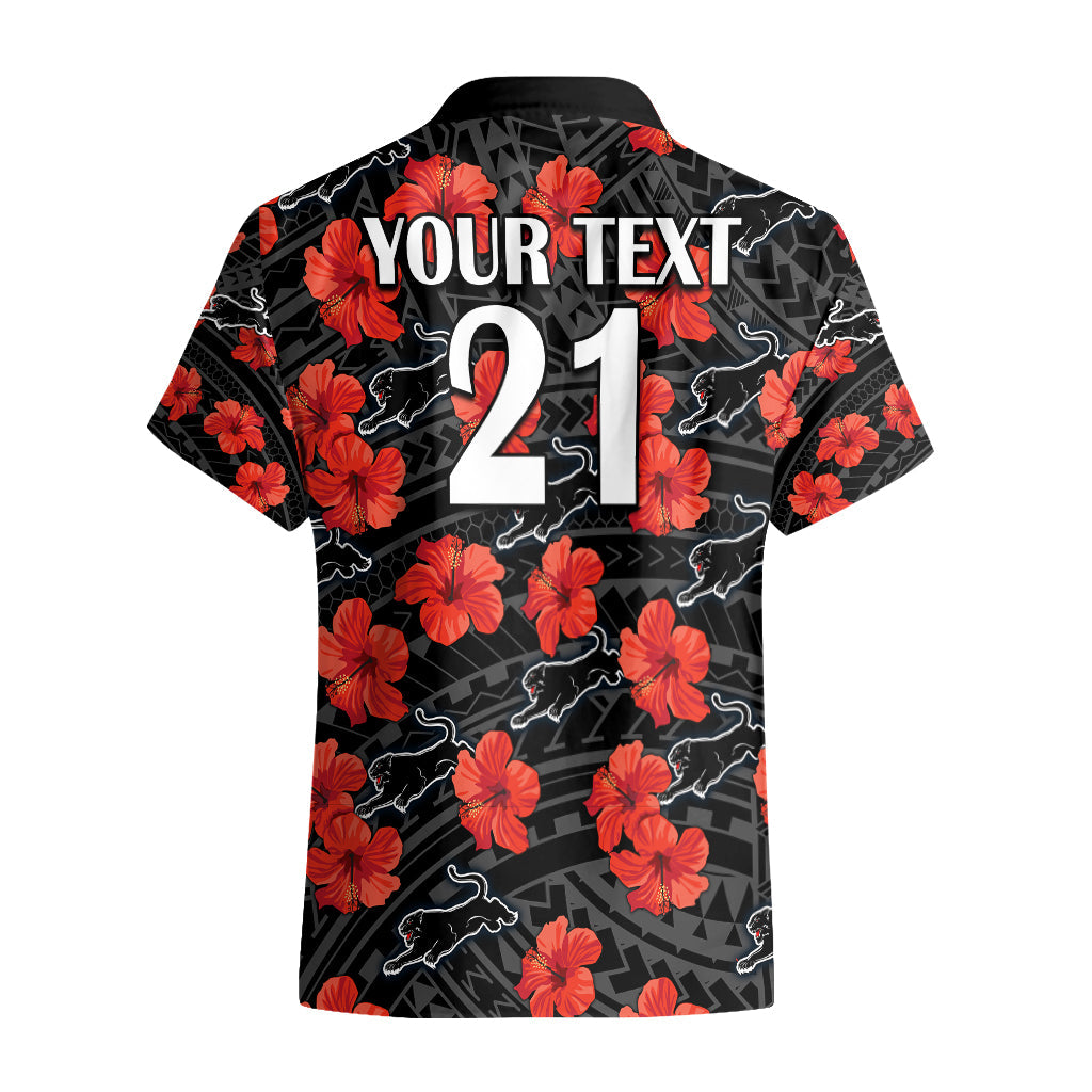 (Custom Text And Number) Panthers Rugby Hawaiian Shirt Polynesian Style With Hibiscus - Vibe Hoodie Shop