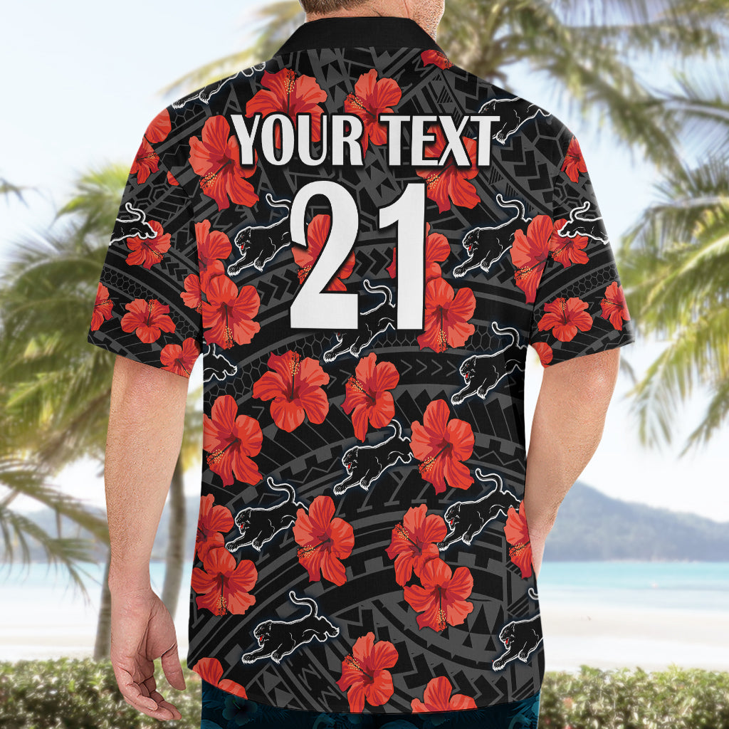 (Custom Text And Number) Panthers Rugby Hawaiian Shirt Polynesian Style With Hibiscus - Vibe Hoodie Shop