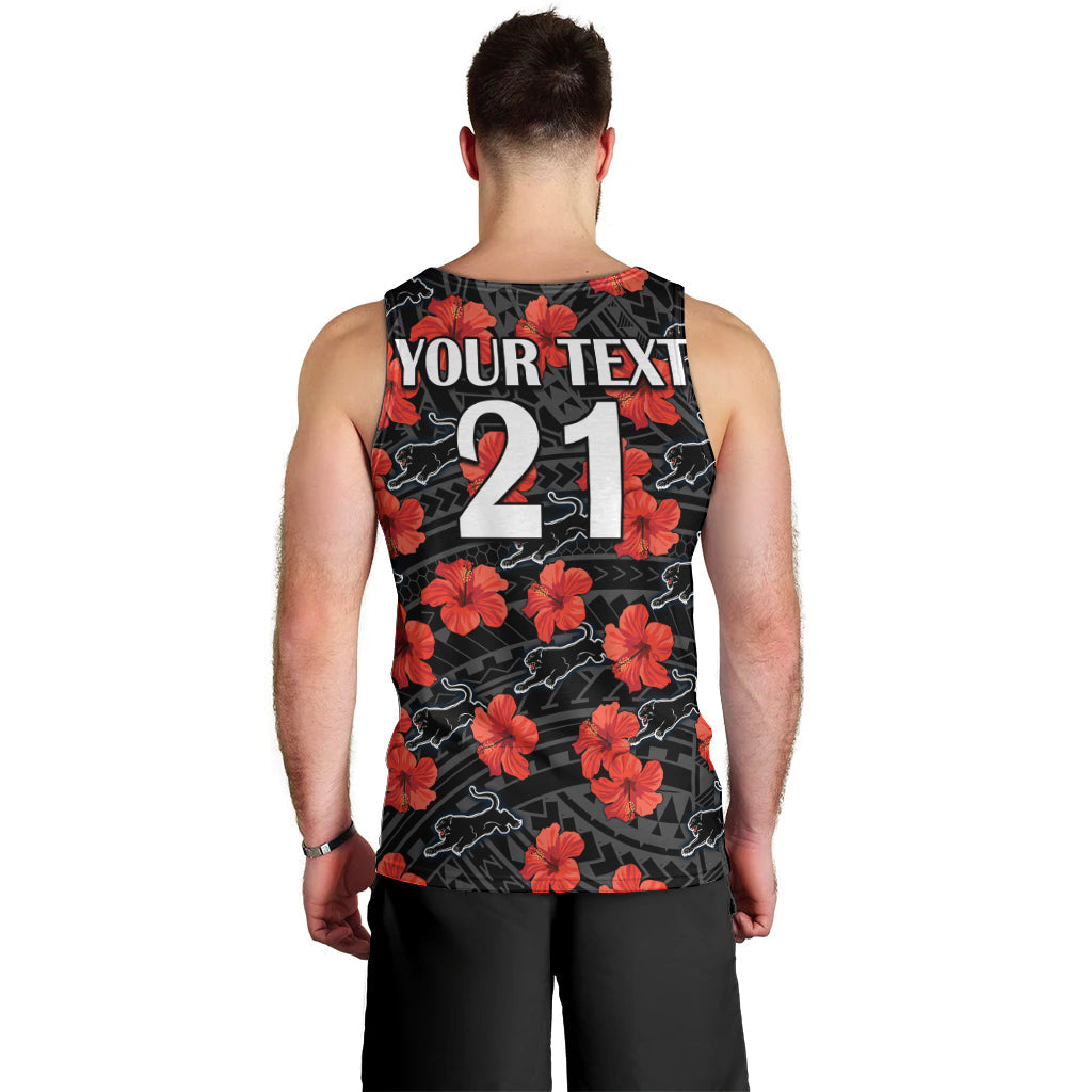 (Custom Text And Number) Panthers Rugby Men Tank Top Polynesian Style With Hibiscus - Vibe Hoodie Shop