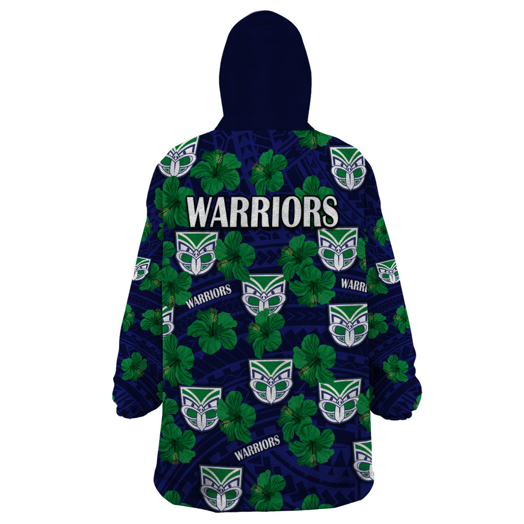 new-zealand-warriors-rugby-wearable-blanket-hoodie-polynesian-style-with-hibiscus