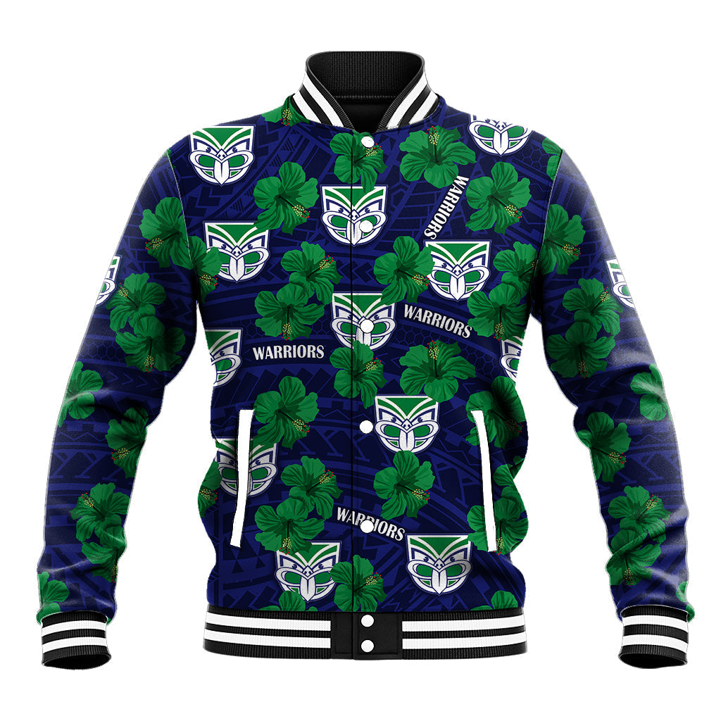 custom-text-and-number-new-zealand-warriors-rugby-baseball-jacket-polynesian-style-with-hibiscus