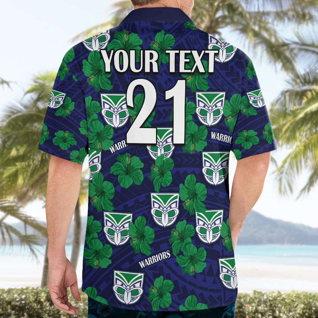 (Custom Text And Number) New Zealand Warriors Rugby Hawaiian Shirt Polynesian Style With Hibiscus LT9