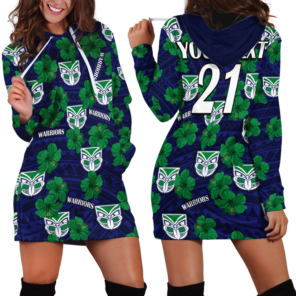 custom-text-and-number-new-zealand-warriors-rugby-hoodie-dress-polynesian-style-with-hibiscus