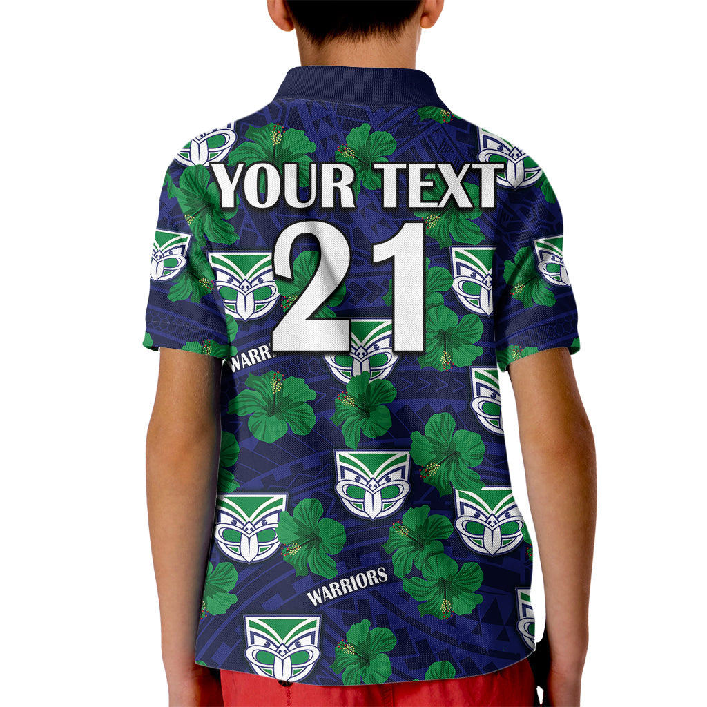 custom-text-and-number-new-zealand-warriors-rugby-kid-polo-shirt-polynesian-style-with-hibiscus