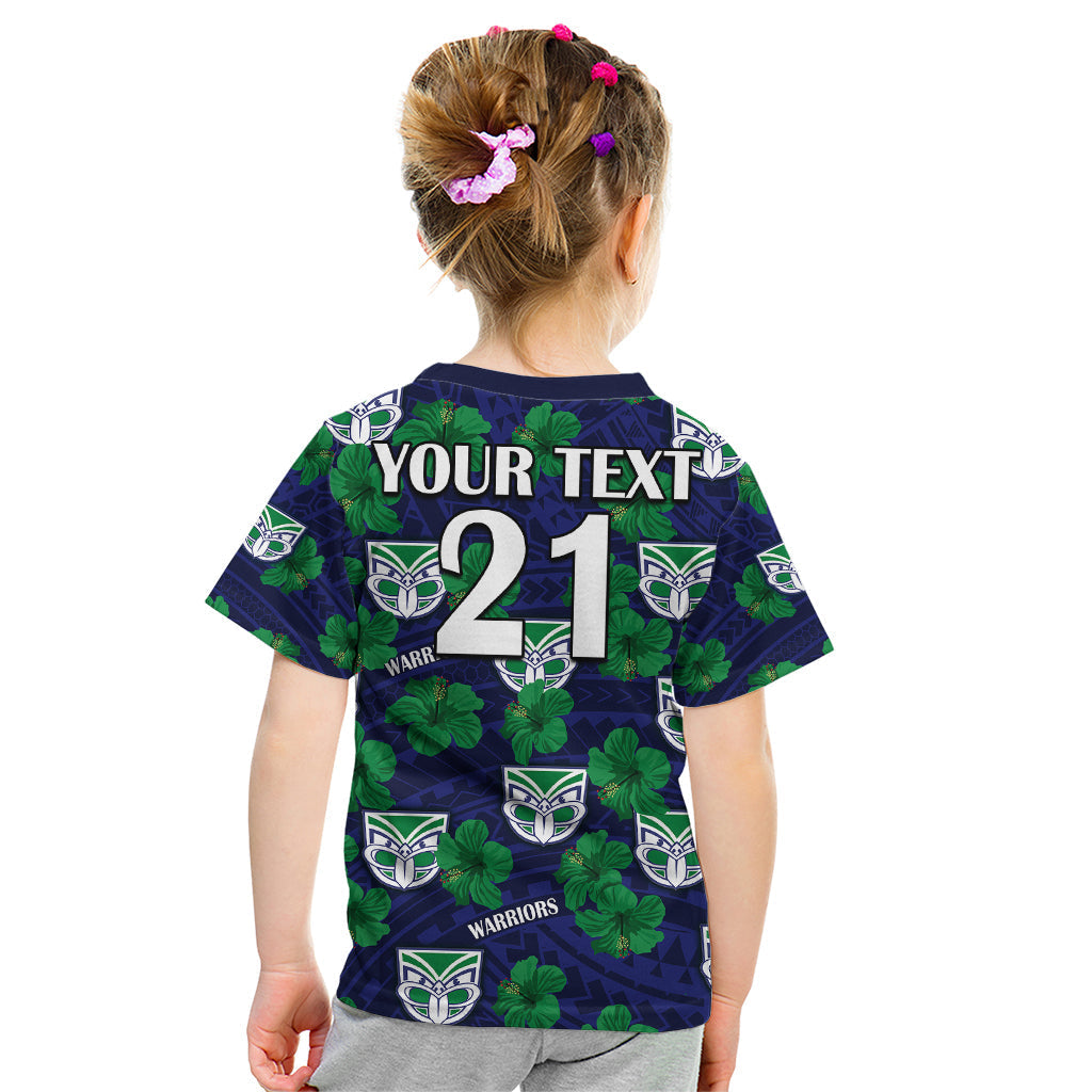 custom-text-and-number-new-zealand-warriors-rugby-kid-t-shirt-polynesian-style-with-hibiscus