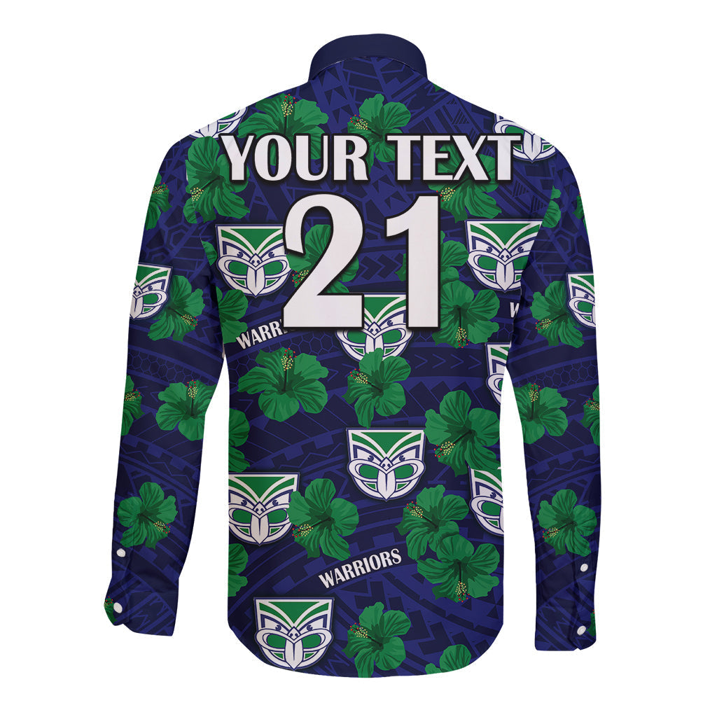 custom-text-and-number-new-zealand-warriors-rugby-long-sleeve-button-shirt-polynesian-style-with-hibiscus