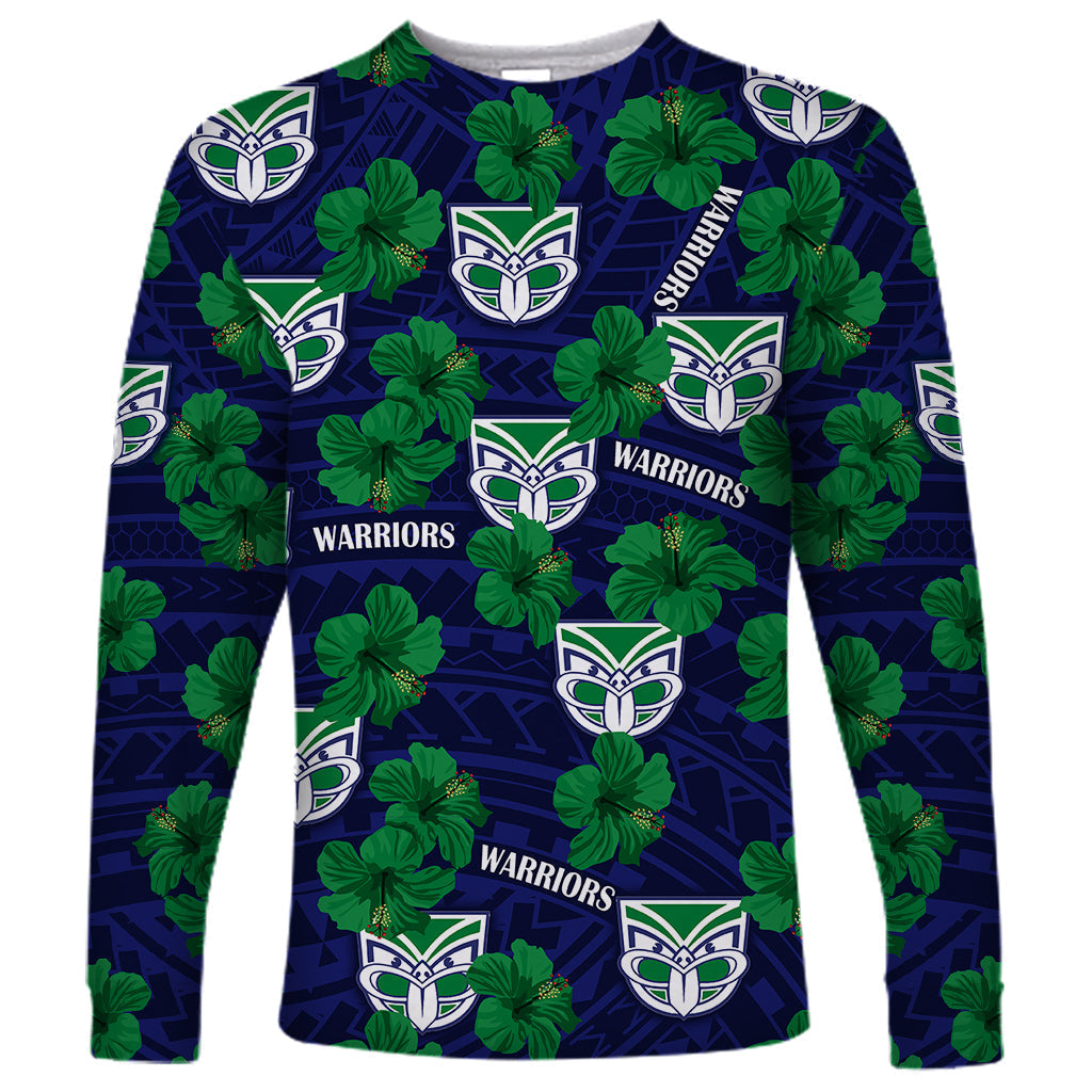 custom-text-and-number-new-zealand-warriors-rugby-long-sleeve-shirt-polynesian-style-with-hibiscus