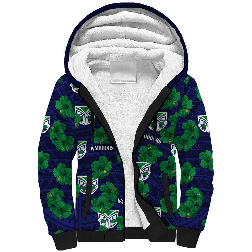 custom-text-and-number-new-zealand-warriors-rugby-sherpa-hoodie-polynesian-style-with-hibiscus