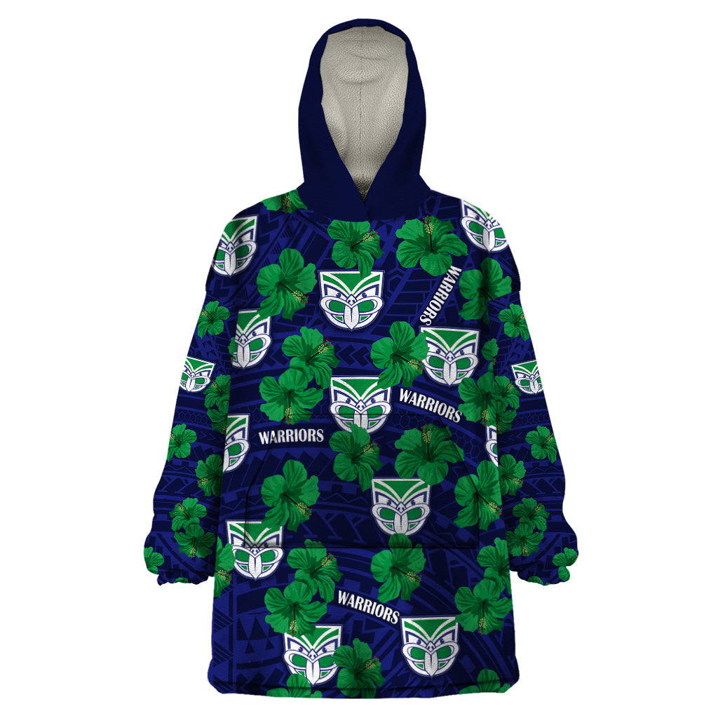 custom-text-and-number-new-zealand-warriors-rugby-wearable-blanket-hoodie-polynesian-style-with-hibiscus