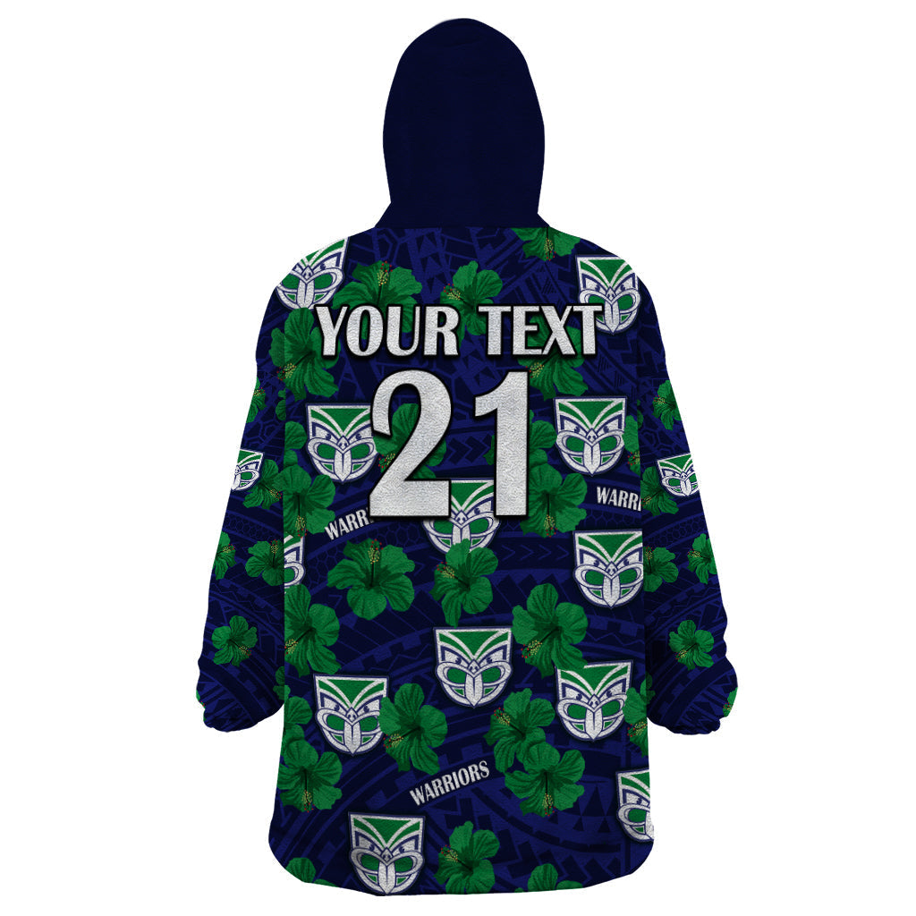 custom-text-and-number-new-zealand-warriors-rugby-wearable-blanket-hoodie-polynesian-style-with-hibiscus
