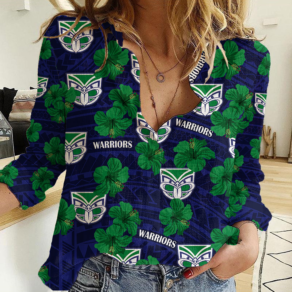 custom-text-and-number-new-zealand-warriors-rugby-women-casual-shirt-polynesian-style-with-hibiscus