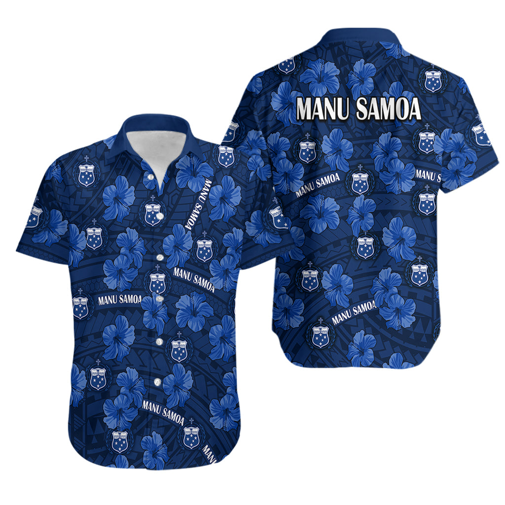 Manu Samoa Rugby Hawaiian Shirt Polynesian Style With Hibiscus - Vibe Hoodie Shop