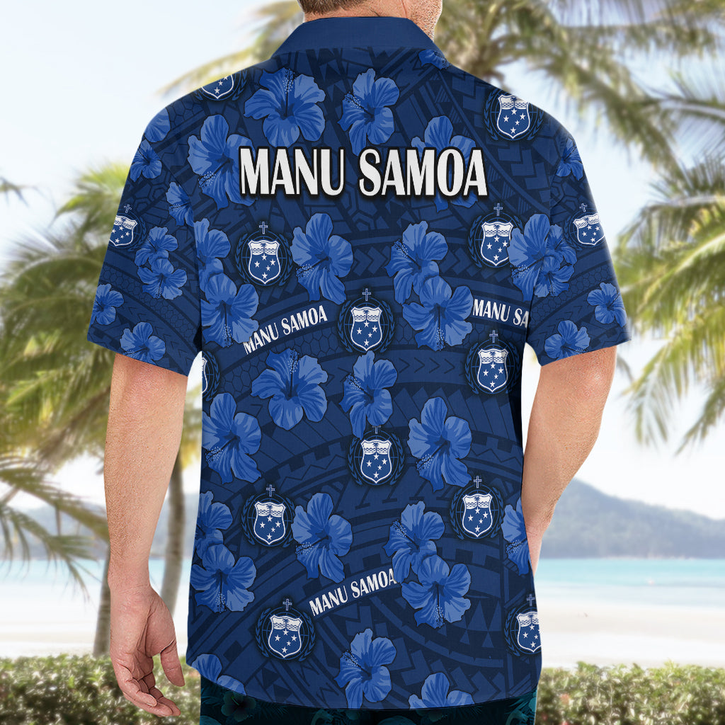 Manu Samoa Rugby Hawaiian Shirt Polynesian Style With Hibiscus - Vibe Hoodie Shop