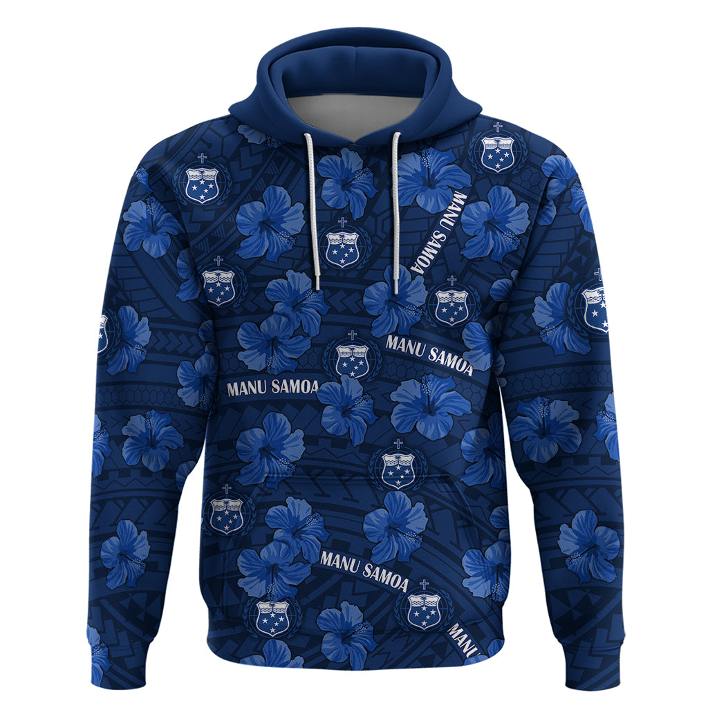 Manu Samoa Rugby Hoodie Polynesian Style With Hibiscus LT9 - Vibe Hoodie Shop