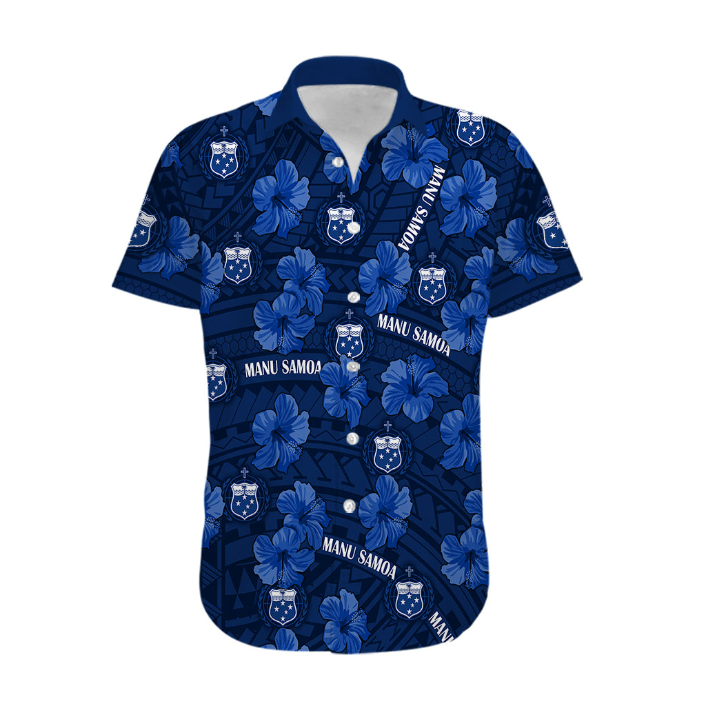 (Custom Text And Number) Manu Samoa Rugby Hawaiian Shirt Polynesian Style With Hibiscus - Vibe Hoodie Shop